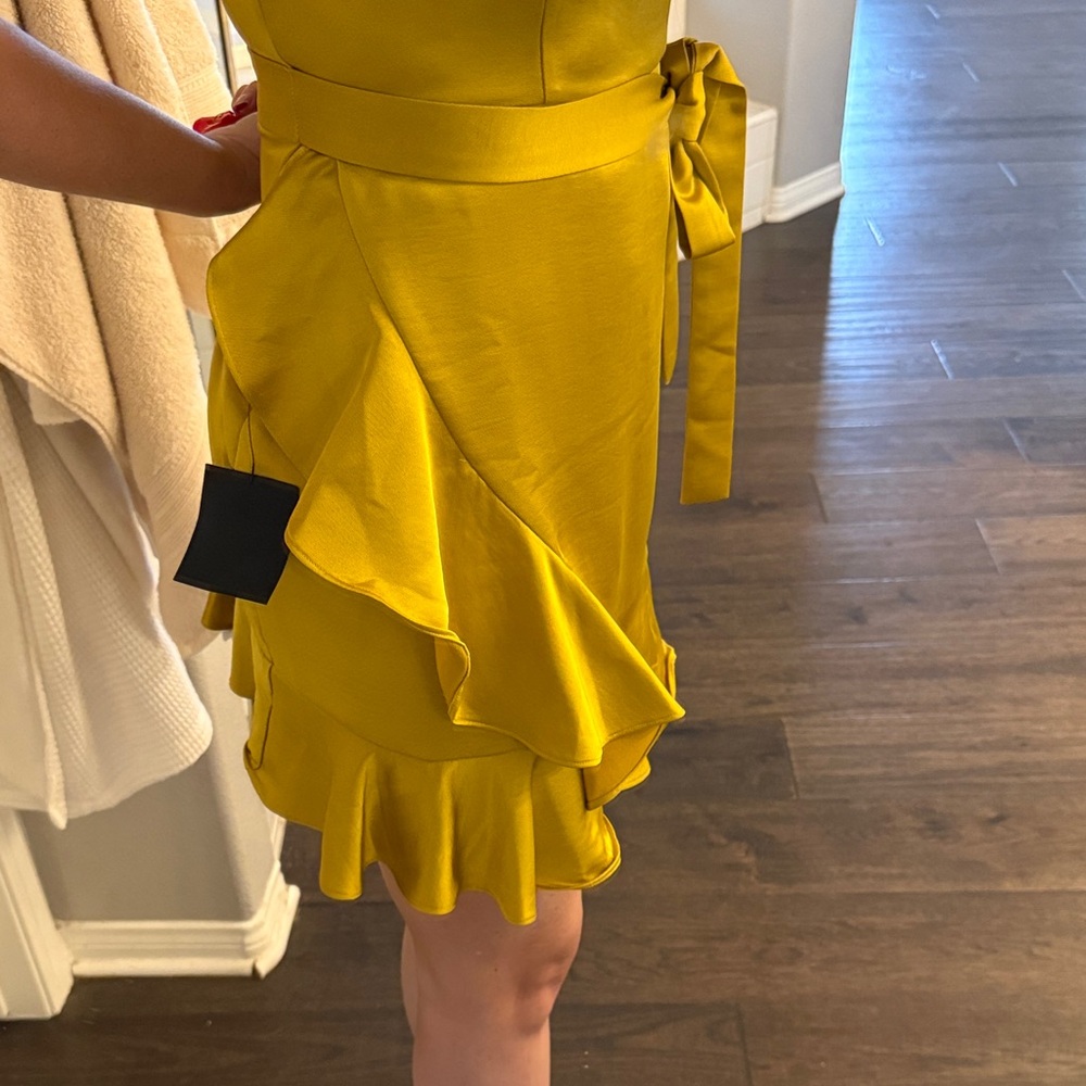Lulu's Yellow Gold Ruffle Mini Dress - Picture 2 of 6
